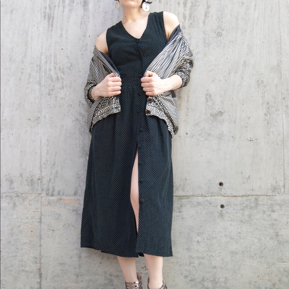 Vintage/ Statement Silver Bomber Jacket - image 3